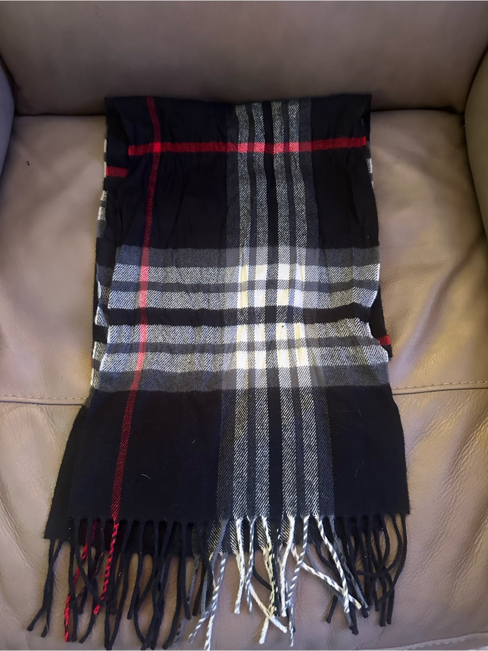 Black Plaid Fringe - Classic Check Cashmere Scarf made in Scotland